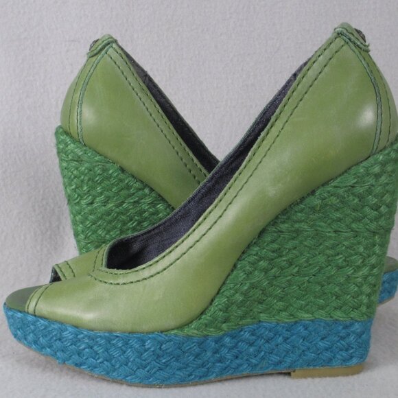 Calvin Klein Jeans “Hallen” Espadrille Wedge Heels – Green/Blue – Women’s Size 8 - Picture 7 of 15